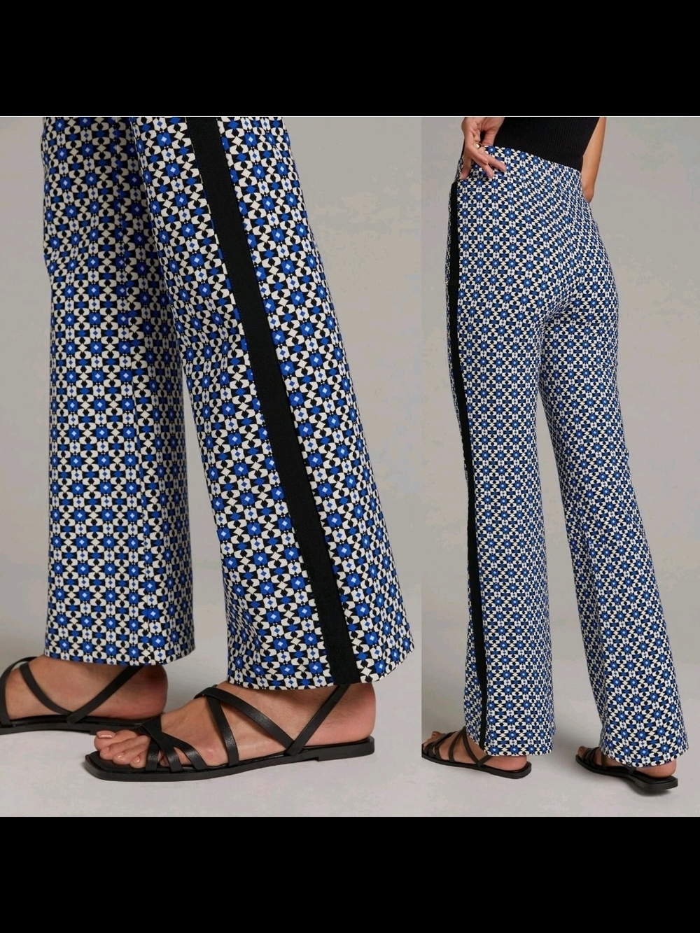 Maeve Pull-On Bootcut Pants in Blue Motif by Anthropologie - Picture 3 of 10